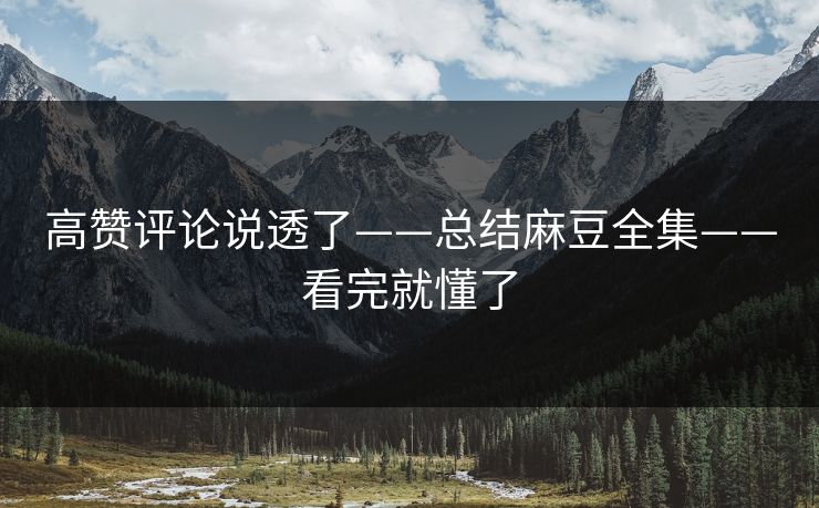 高赞评论说透了——总结麻豆全集——看完就懂了
