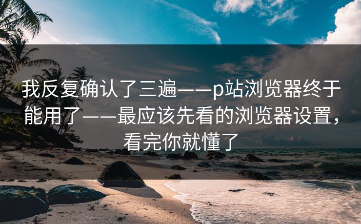 我反复确认了三遍——p站浏览器终于能用了——最应该先看的浏览器设置，看完你就懂了