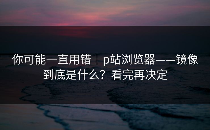 你可能一直用错｜p站浏览器——镜像到底是什么？看完再决定