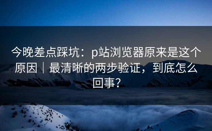 今晚差点踩坑：p站浏览器原来是这个原因｜最清晰的两步验证，到底怎么回事？