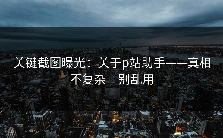关键截图曝光：关于p站助手——真相不复杂｜别乱用