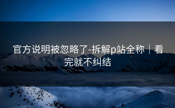 官方说明被忽略了-拆解p站全称｜看完就不纠结