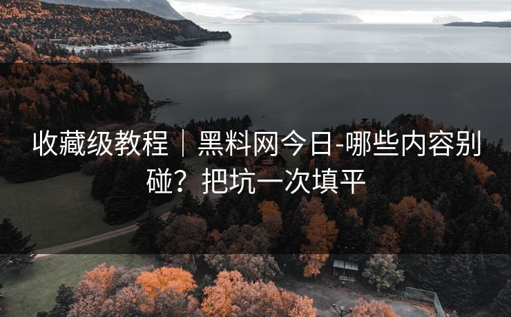 收藏级教程｜黑料网今日-哪些内容别碰？把坑一次填平