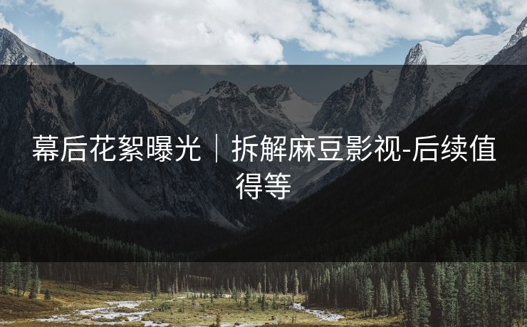 幕后花絮曝光｜拆解麻豆影视-后续值得等