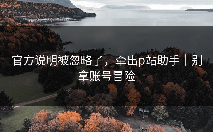 官方说明被忽略了，牵出p站助手｜别拿账号冒险
