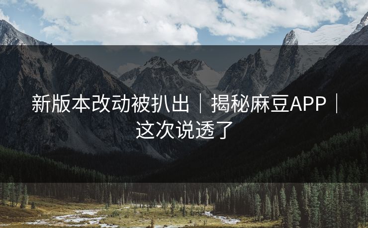 新版本改动被扒出｜揭秘麻豆APP｜这次说透了