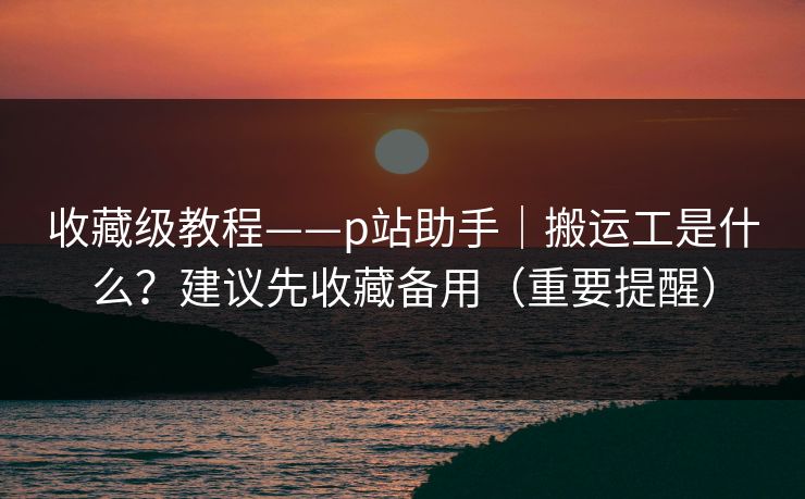 收藏级教程——p站助手｜搬运工是什么？建议先收藏备用（重要提醒）