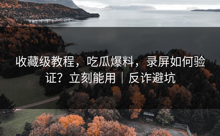 收藏级教程,吃瓜爆料,录屏如何验证?立刻能用|反诈避坑
