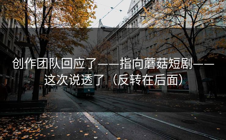 创作团队回应了——指向蘑菇短剧——这次说透了(反转在后面)