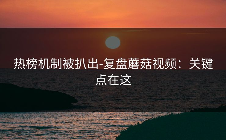 热榜机制被扒出-复盘蘑菇视频:关键点在这