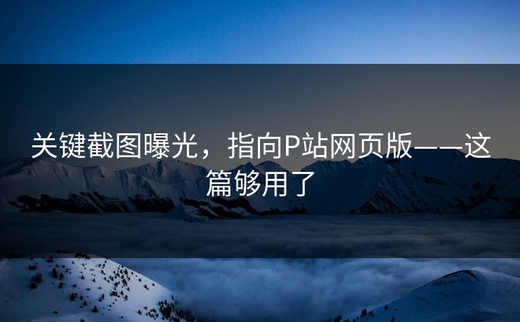 关键截图曝光，指向P站网页版——这篇够用了