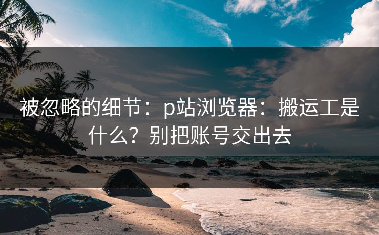 被忽略的细节：p站浏览器：搬运工是什么？别把账号交出去