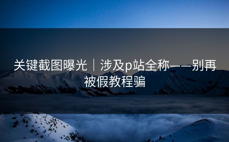 关键截图曝光|涉及p站全称——别再被假教程骗